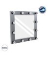 GloboStar® MAKEUP MIRROR-80x80-6 Μοντέρνος Καθρέπτης Μακιγιάζ με Πλαίσιο Φυσικού Ξύλου με Διακόπτη On-Off 12 x E27 AC220-240V - Μ80 x Π7 x Υ80cm - Γκρι Ανθρακί